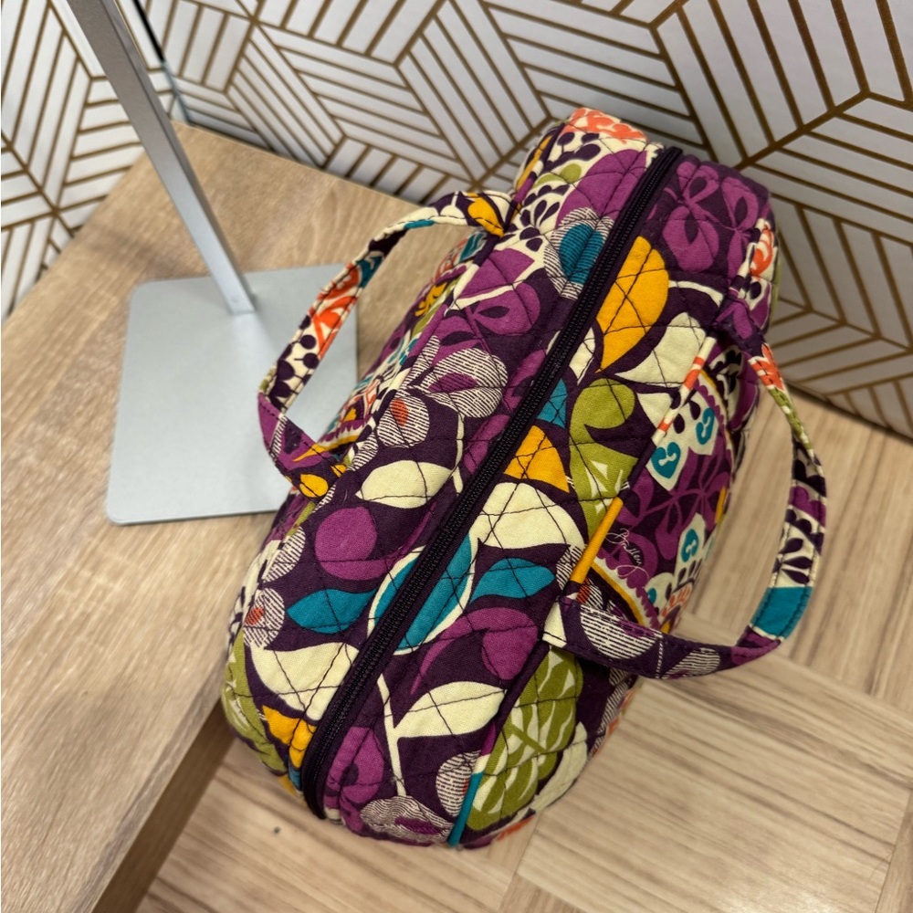 Vera Bradley Quilted Travel Cosmetic Case in Purple, Green, Teal, Yellow, Orange - Picture 3 of 8